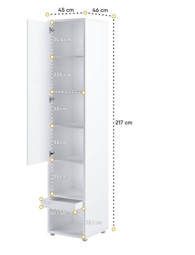 Lenart mobile BC 07 colonna verticale camera da letto cm46x45x217h biaco opaco
