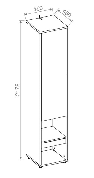 Lenart mobile BC 07 colonna verticale camera da letto cm46x45x217h biaco opaco