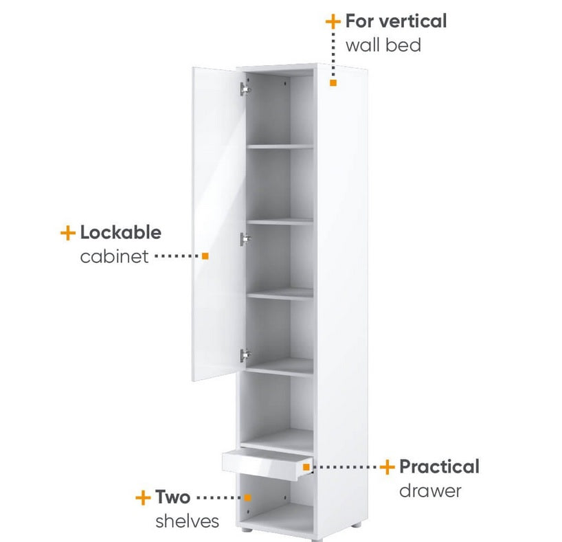 Lenart mobile BC 07 colonna verticale camera da letto cm46x45x217h biaco lucido