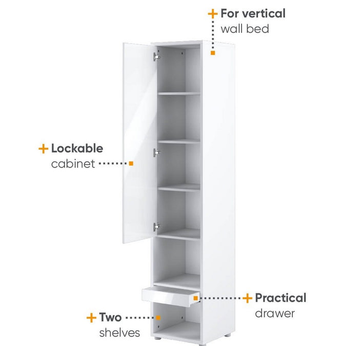 Lenart mobile BC 07 colonna verticale camera da letto cm46x45x217h biaco lucido