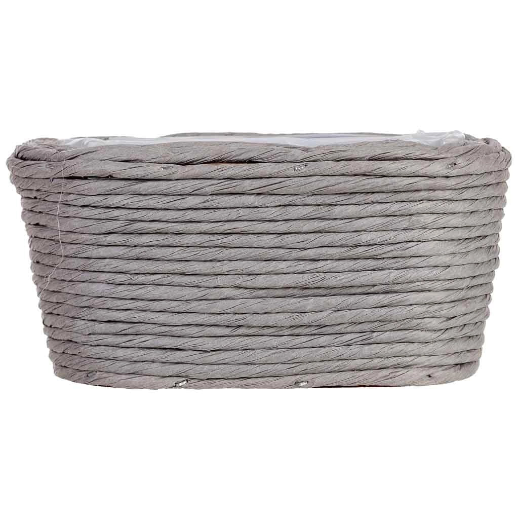 Cesto ovale in vimini grigio 21x13x10h cm