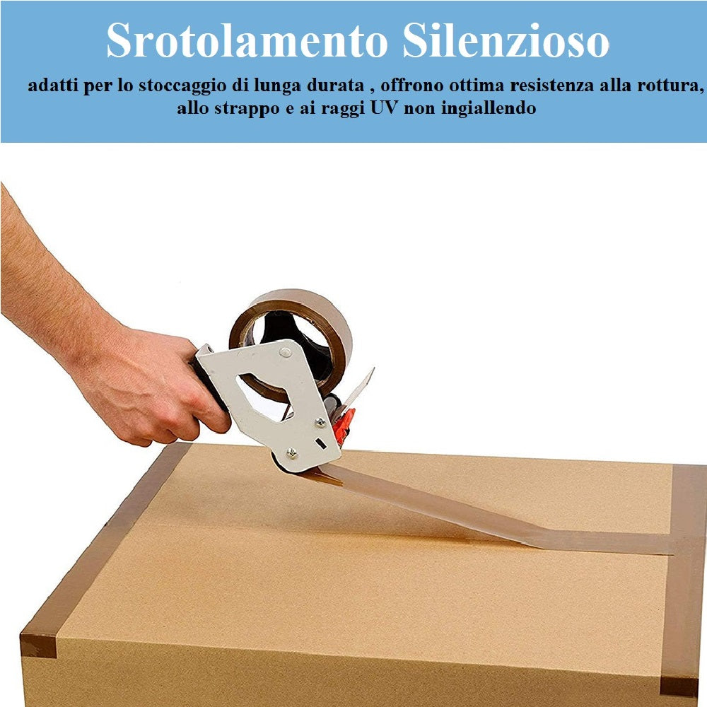 6 Rotoli di Nastro Avana 50mm x 132 Mt. Nastro per Imballaggi Marrone Resistente