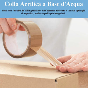 6 Rotoli di Nastro Avana 50mm x 132 Mt. Nastro per Imballaggi Marrone Resistente