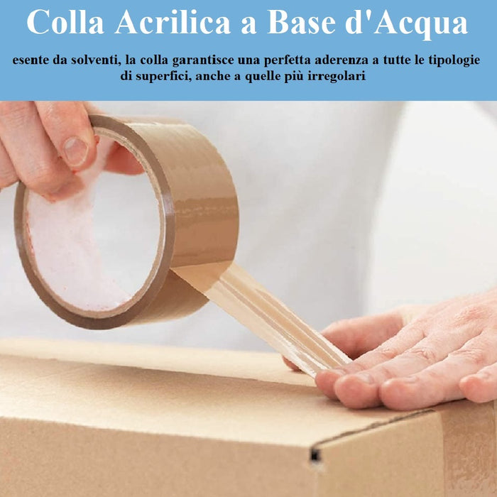 6 Rotoli di Nastro Avana 50mm x 132 Mt. Nastro per Imballaggi Marrone Resistente