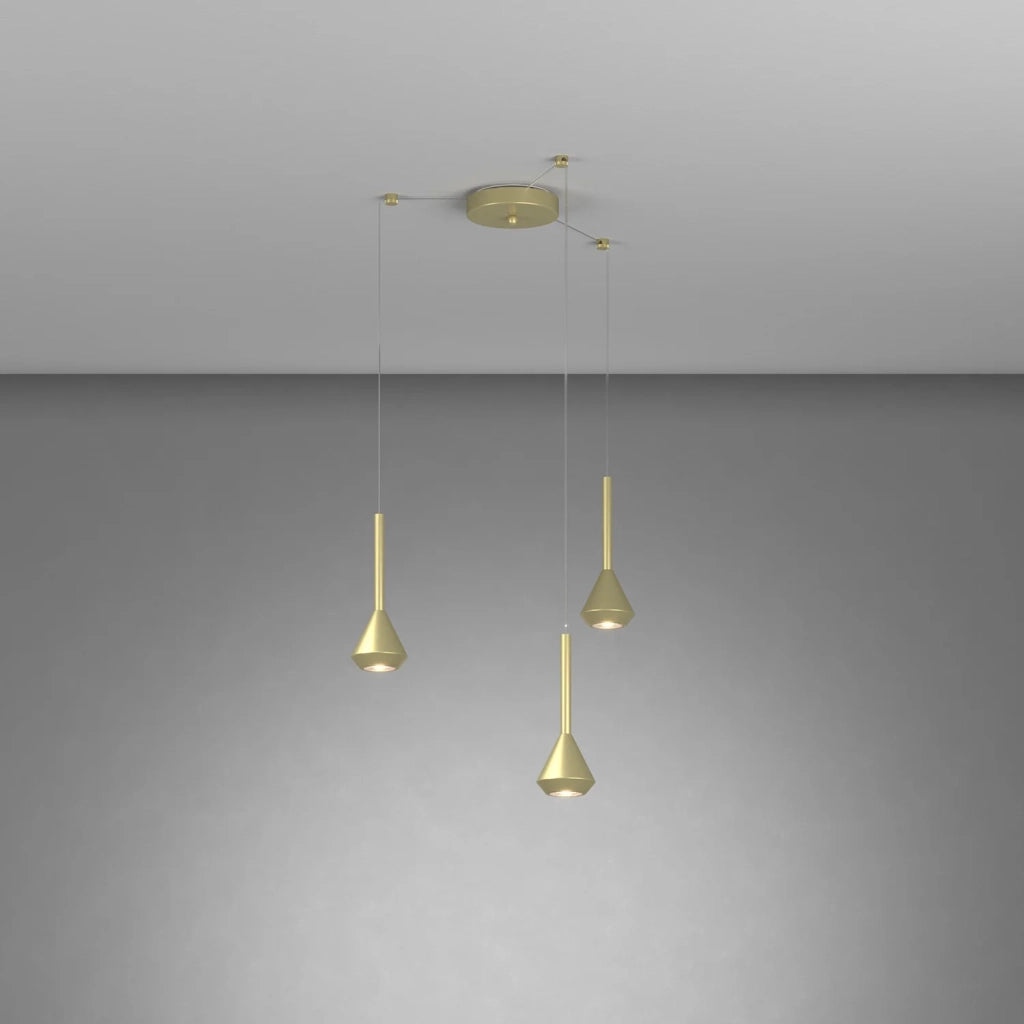 Lampadario Moderno Aygo Metallo Ottone 3 Luci Gu10