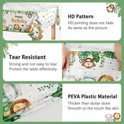 Tavolino da festa Jungle - Decorazione da tavola - Tavolino da festa per compleanni - Rettilineo 137 x 274 cm - Plastica - Set di 2 pezzi - Tavolino da festa