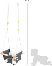 Schommel per bambini comfort in legno e tessuto, con cinture in lunghezza regolabile, per interni, da 18 mesi.