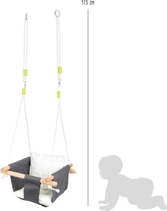 Schommel per bambini comfort in legno e tessuto, con cinture in lunghezza regolabile, per interni, da 18 mesi.