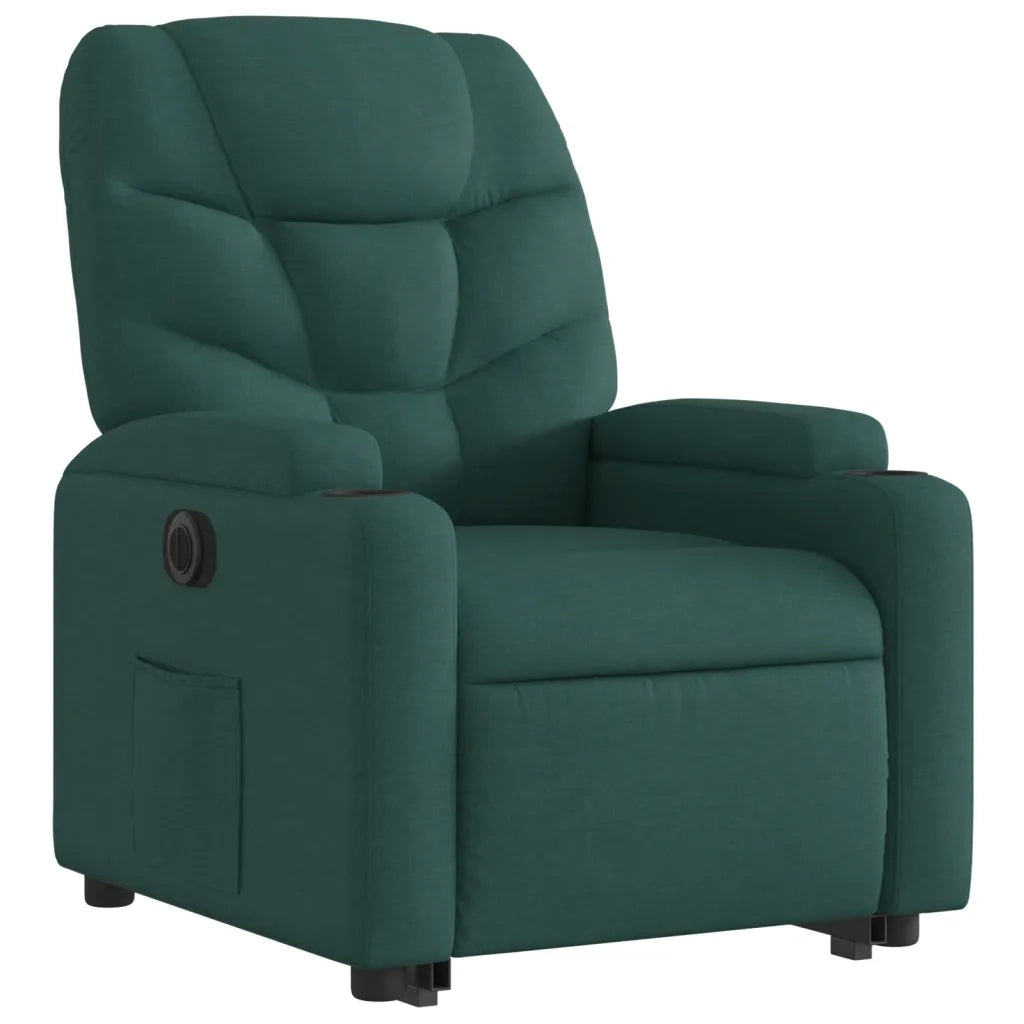 Poltrona Alzapersona Reclinabile Elettrica Verde Scuro Tessuto 3204626