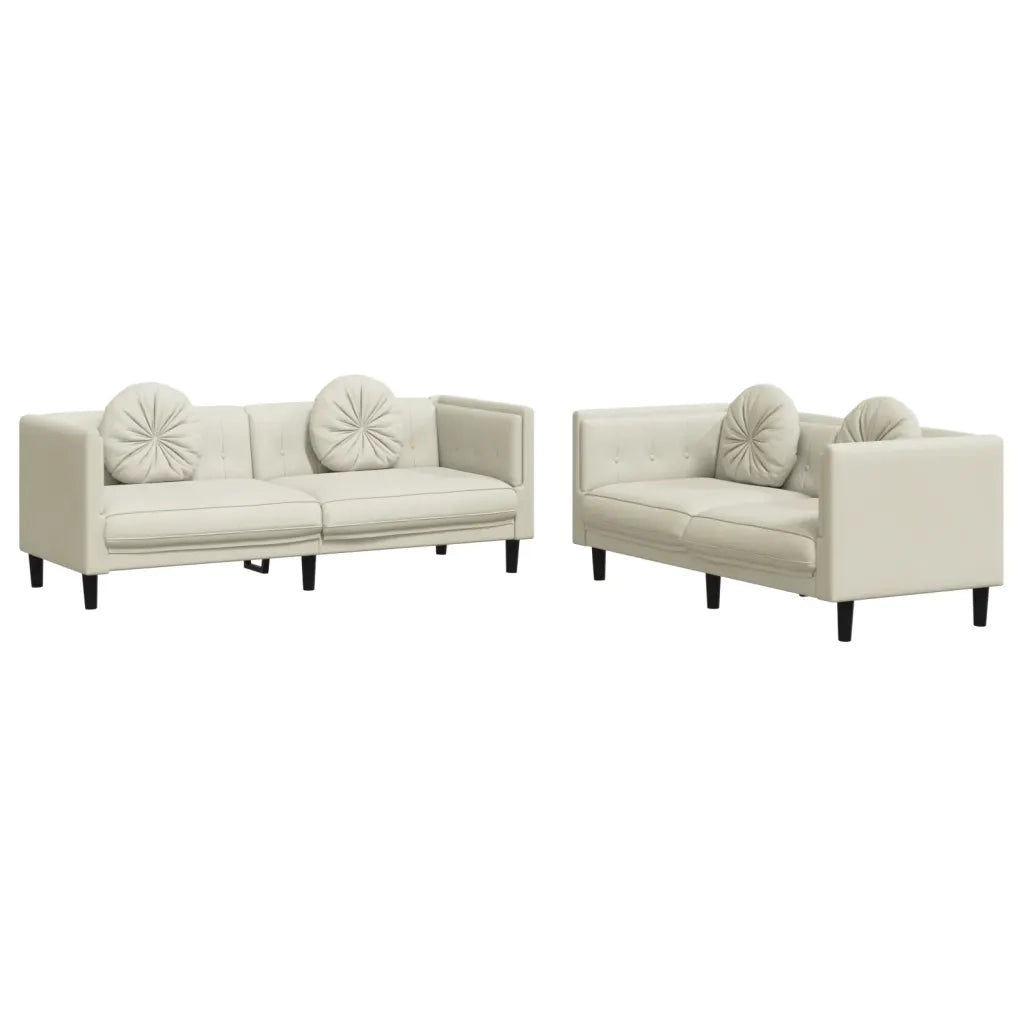 Set di Divani 2 pz con Cuscini Crema in Velluto 3209264