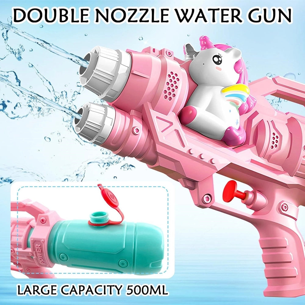 Trade Shop - Pistola Ad Acqua Per Bambini A Forma Di Unicorno Giocattolo A Doppio Spruzzo 21cm 618559 -