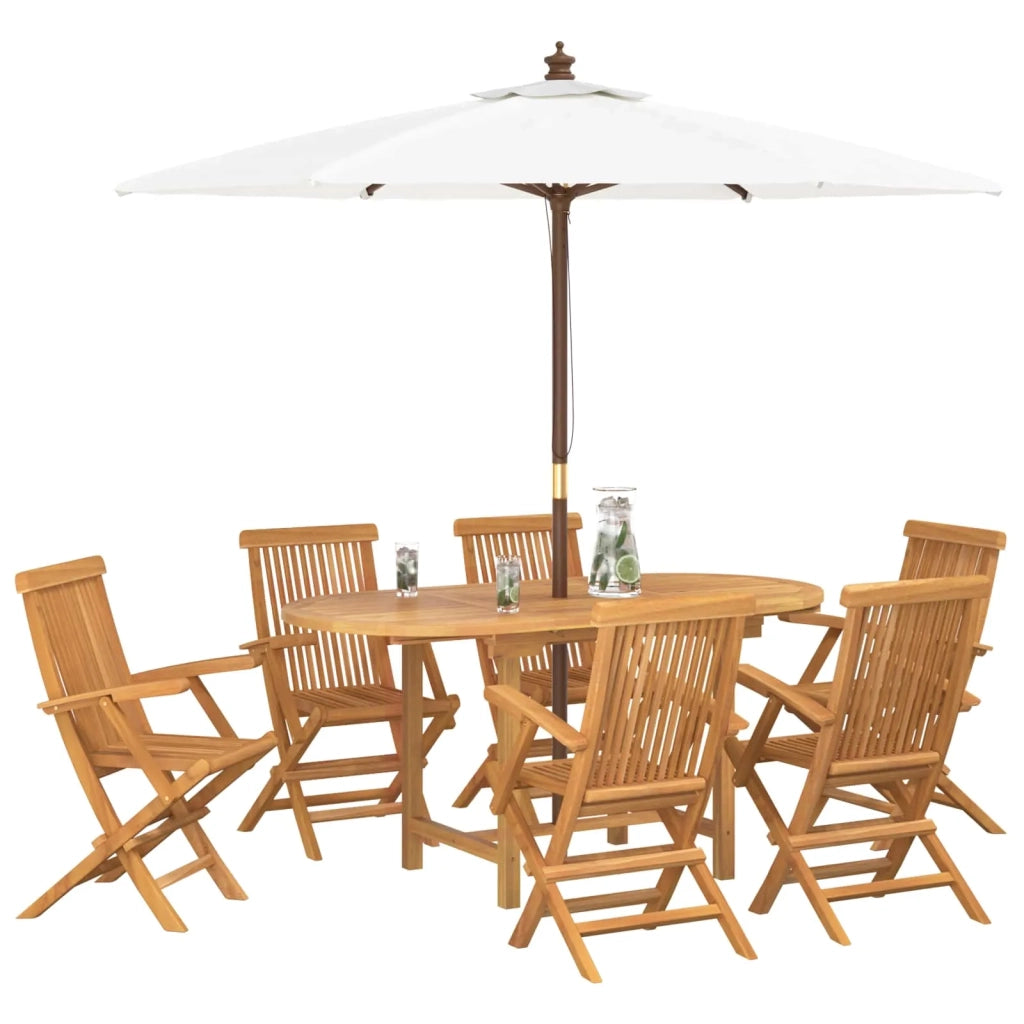 Set da Pranzo per Giardino 7 pcs Marrone Legno di teak solido 3157131