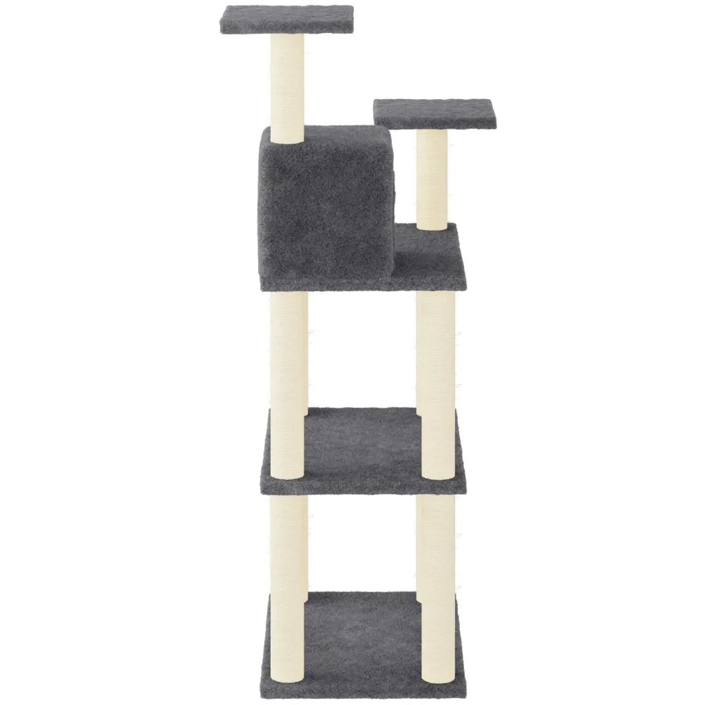 Albero per Gatti con Tiragraffi in Sisal Grigio Scuro 118,5 cm 171429