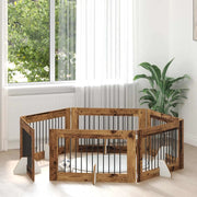 Cancello per cani con supporti 6 pcs Legno antico 100 x 60 cm 892125