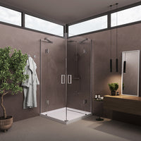 Box doccia angolare 70x80 cm apertura due ante battenti H200 cm cristalli trasparente 6mm GINO Cromato