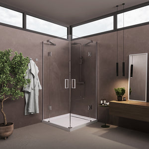 Box doccia angolare 70x80 cm apertura due ante battenti H200 cm cristalli trasparente 6mm GINO Cromato