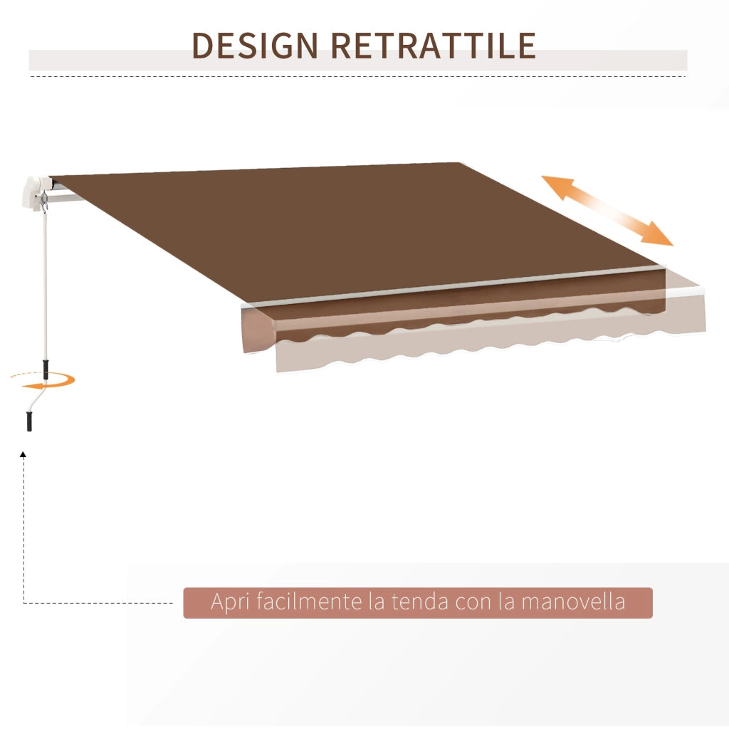 Tenda da Sole Avvolgibile a Parete 395x245 cm in Metallo e Poliestere Rosso ruggine