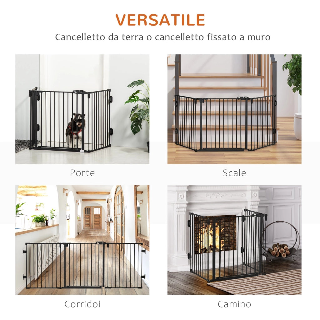 EasyComfort Cancellino per Cani Pieghevole in Acciaio con Chiusura Automatica, 202.5x2x76cm, Nero