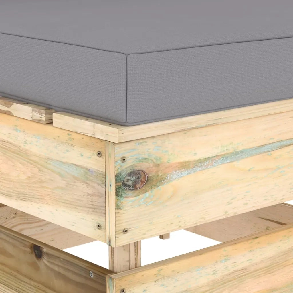 Divano Centrale Modulare con Cuscini in Legno Impregnato Verde 3074508