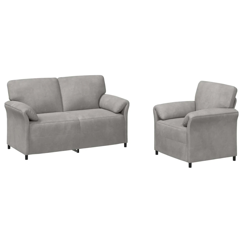 Set di divani 2 pz Grigio Chiaro Velluto 3424899