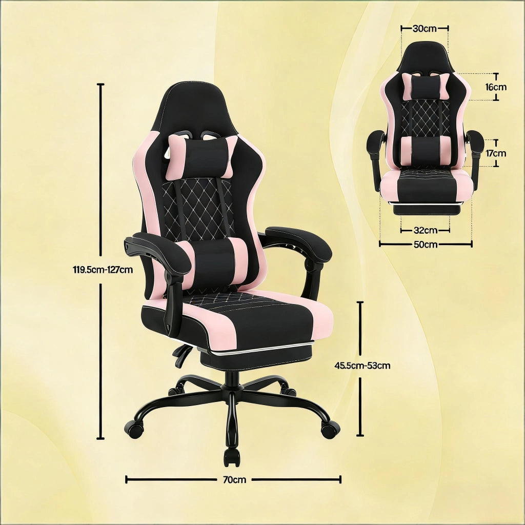 SEDIA DA UFFICIO Ergonomica con funzione massaggio 70x70x127 cm Nero/Rosa