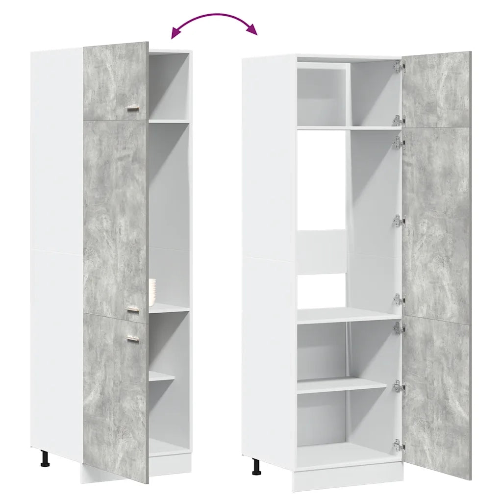 Pensile da cucina | Mobile per Frigo ¡°Lyon¡± Grigio Cemento 60x57x207 cm