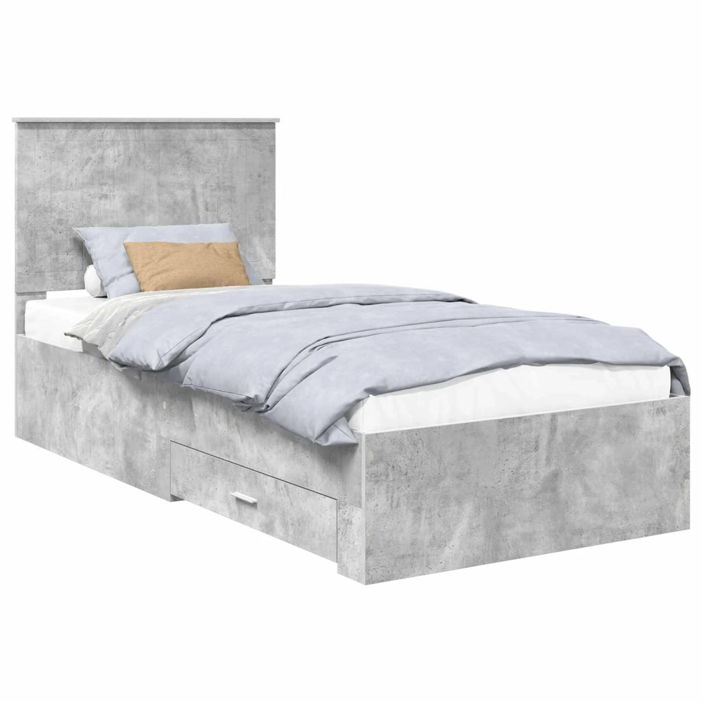 Struttura del letto con testiera Grigio cemento 90 x 190 cm 3411362