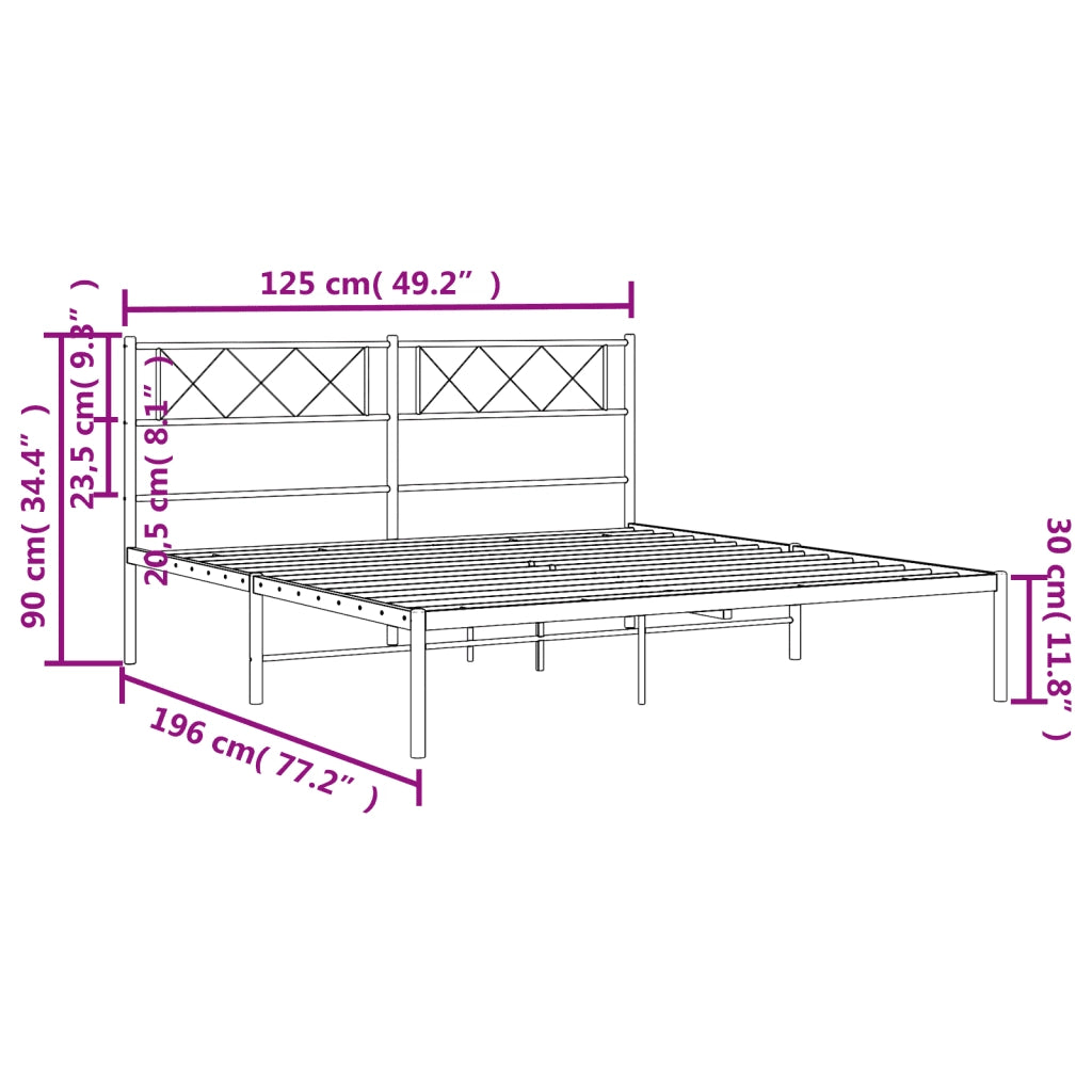 vidaXL Giroletto con Testiera in Metallo Nero 120x190 cm