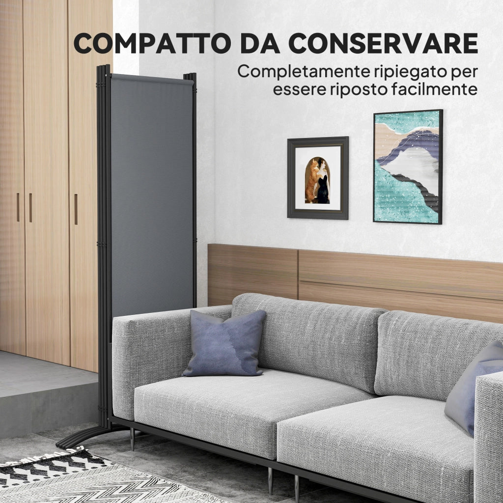 Paravento da Esterno e Interno a 4 Pannelli Pieghevole ¨C zephmum ¨C Grigio Scuro, 221x50x172cm
