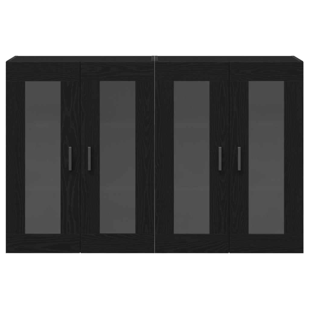 Armadi a Muro 2 pz Nero Rovere 69,5x34x90 cm Legno ingegnerizzato