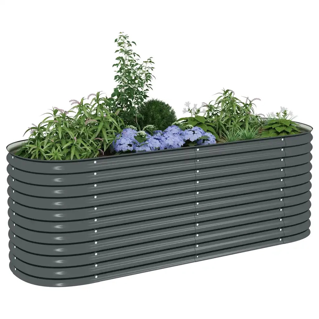 Letto Rialzato Giardino 240x80x81 cm in Acciaio Zincato Grigio 45523