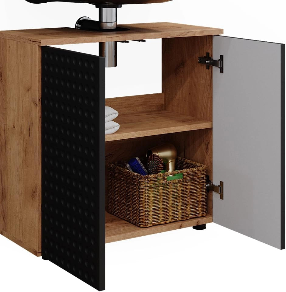 Set mobili bagno Irma, Antracite puntinato, 4 pezzi, con colonna