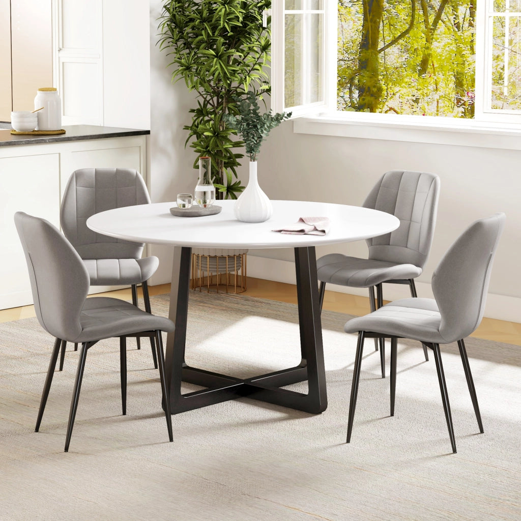 Set 4 Sedie da Pranzo Moderne ¨C Zephmum ¨C Grigio con Rivestimento in Tessuto