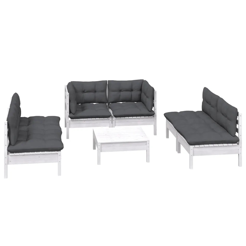 Set Salotto da Giardino 7pz con Cuscini Legno Massello di Pino 3096215