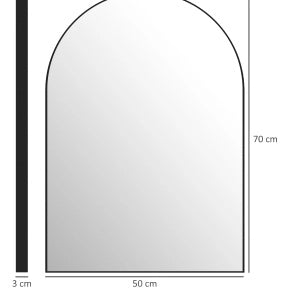 Specchio da bagno arcuato 50x70 cm con cornice in alluminio nero