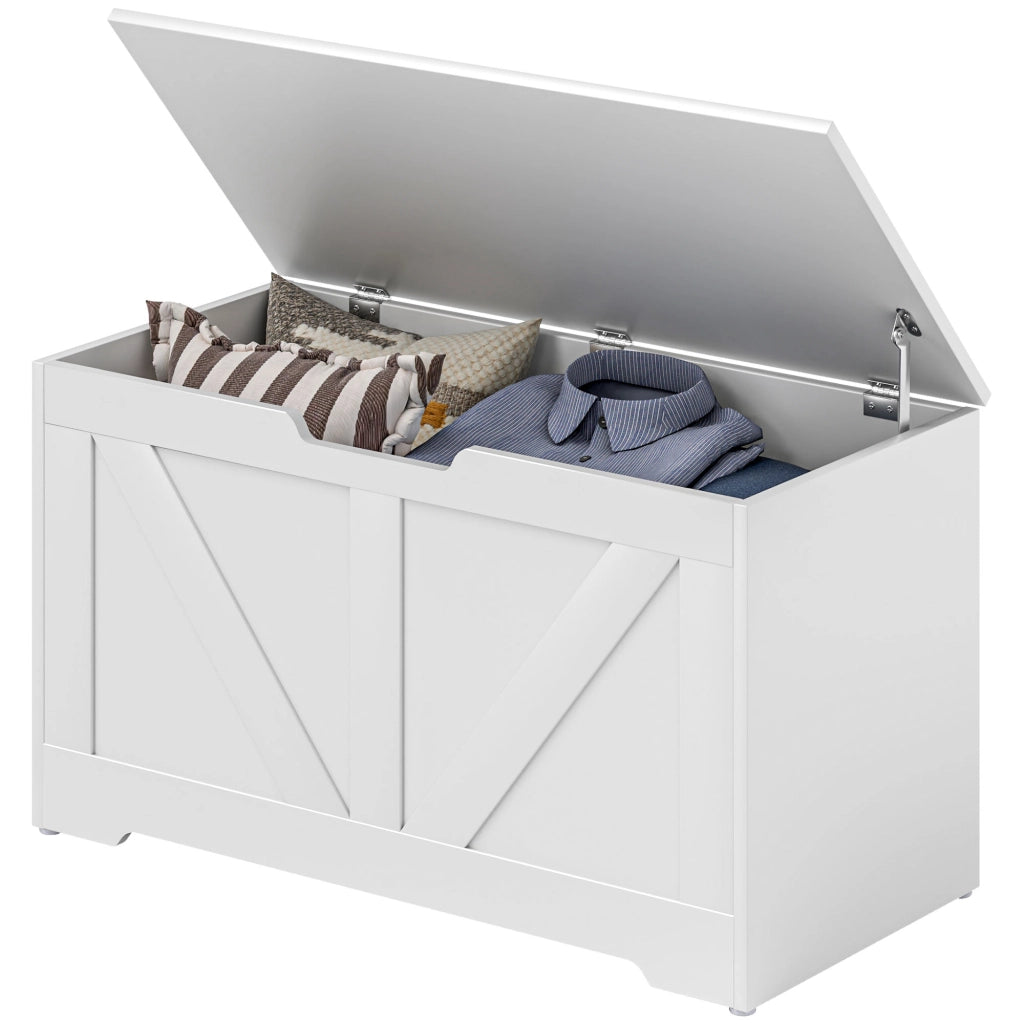 Pouf Contenitore con Coperchio ¨C Zephmum ¨C Bianco 80x40x45 cm