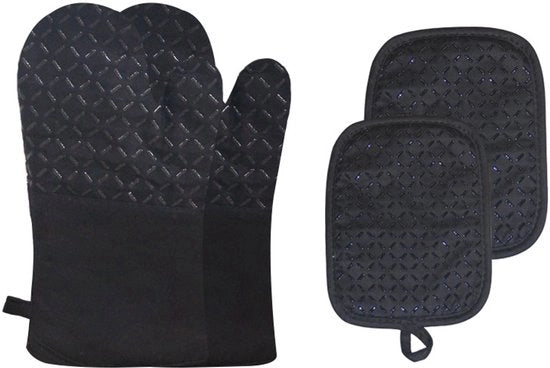 Set di maniglie per forno, 2 set maniglie per forno e 2 maniglie per mano, resistente al calore, maniglie per forno in silicone, maniglie per pentola in silicone