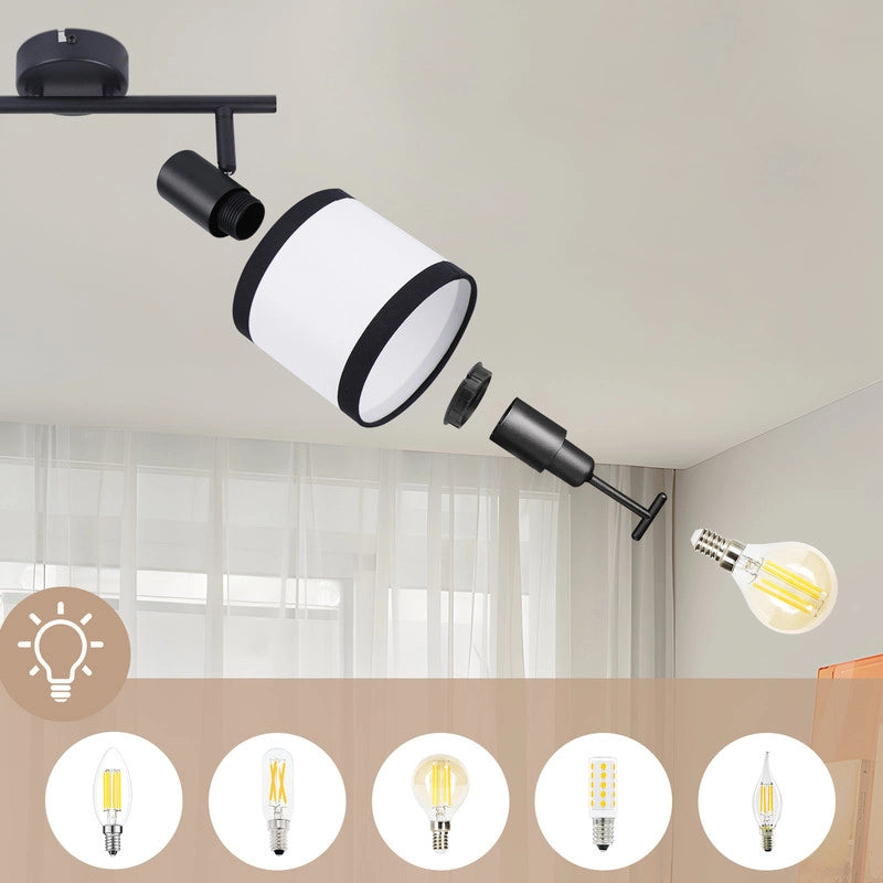 ZMH Faretto da soffitto neri 2 luci E14 LED tessuto per corridoio senza lampadina
