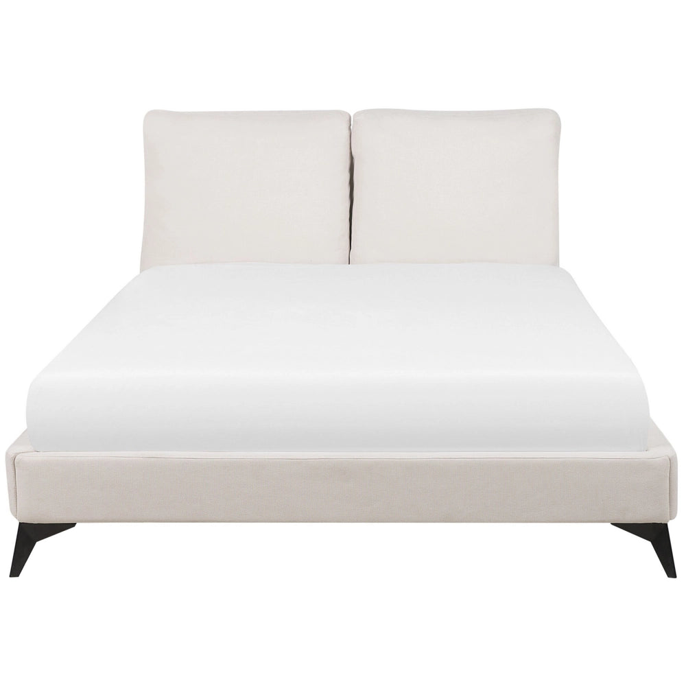 Letto imbottito moderno in ciniglia beige 160 x 200 cm con rete a doghe