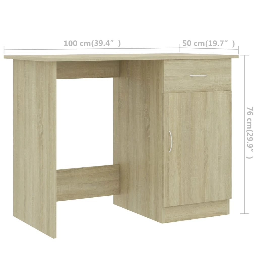 Scrivania tavolo postazione di lavoro mobile per computer studio rovere Sonoma 100 x 50 x 76 cm legno ingegnerizzato marrone 02_0023634