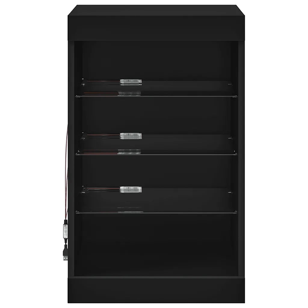 Credenza con Luci LED-Buffet-Armadio da cucina Nera 41x37x67 cm
