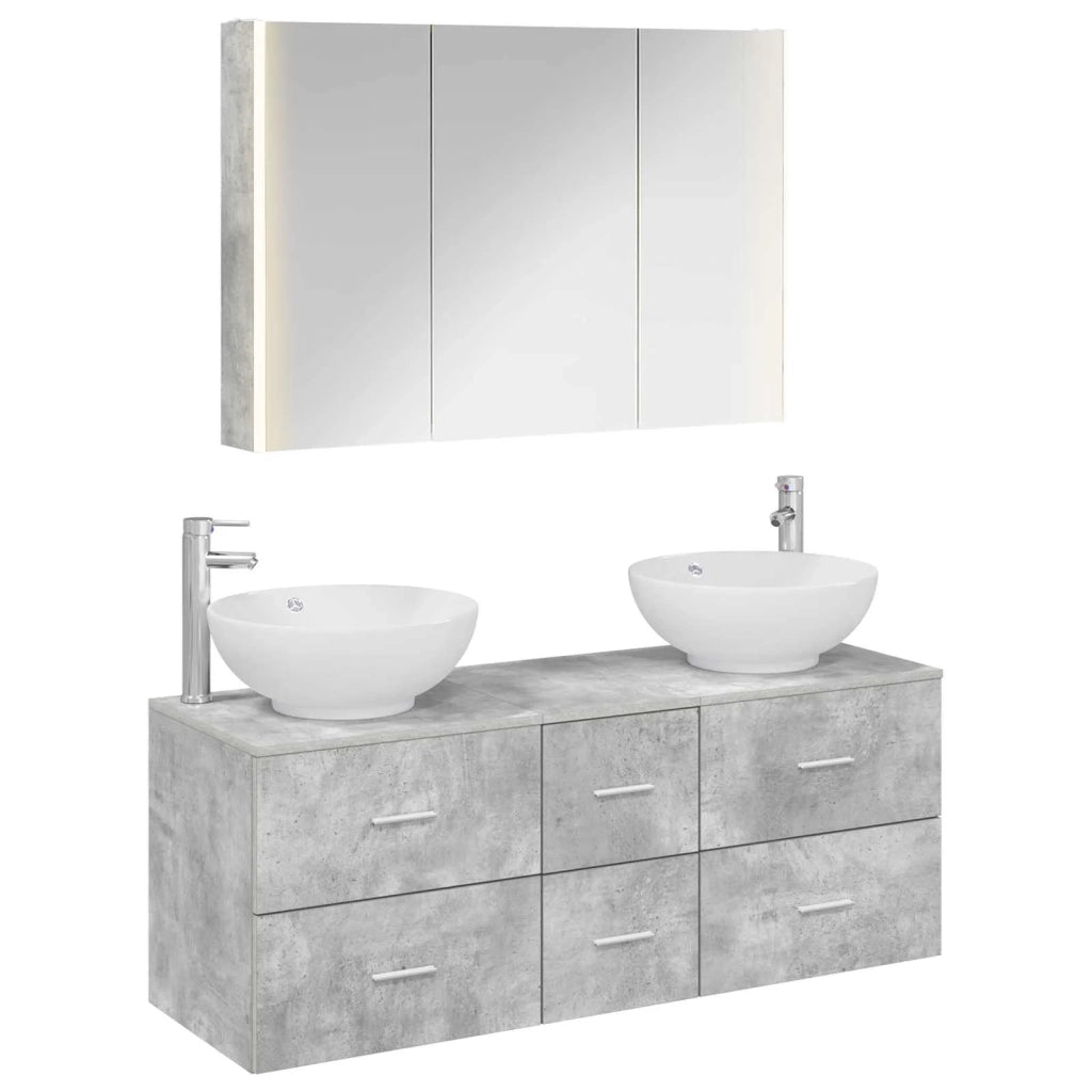 Set di mobili per il bagno 4 pcs Grigio Cemento 3406986