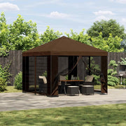 Gazebo da giardino con pareti laterali 3 x 3 m Marrone 900348