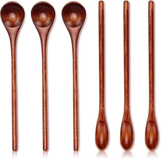 Mini lepel per prova - set di 6 lepel per prova in legno - lepel per prova per caffè e tè - lepel per prova in legno - lepel per prova mini per miele - set di 6 lepel per miscelazione in polvere per dessert, utensili da cucina (20cm)