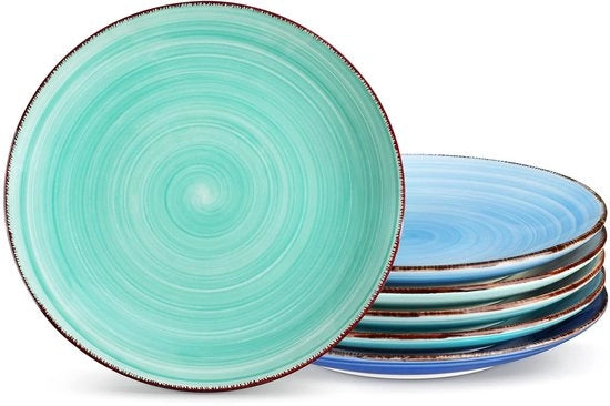Insalataiere - Set da 6 - Ceramico e Sostenibile - 21,5 cm - Adatto per Microonde e Lavastoviglie - Assortimento di Colori - Ideale per ogni occasione