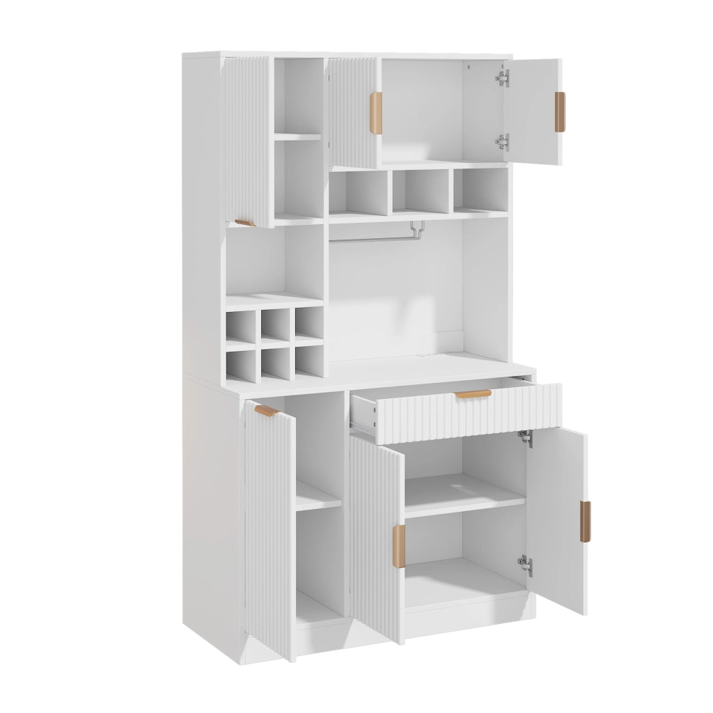 BUFFET 100x40x175 cm Bianco in truciolare con prese USB-A/USB-C e portabicchieri