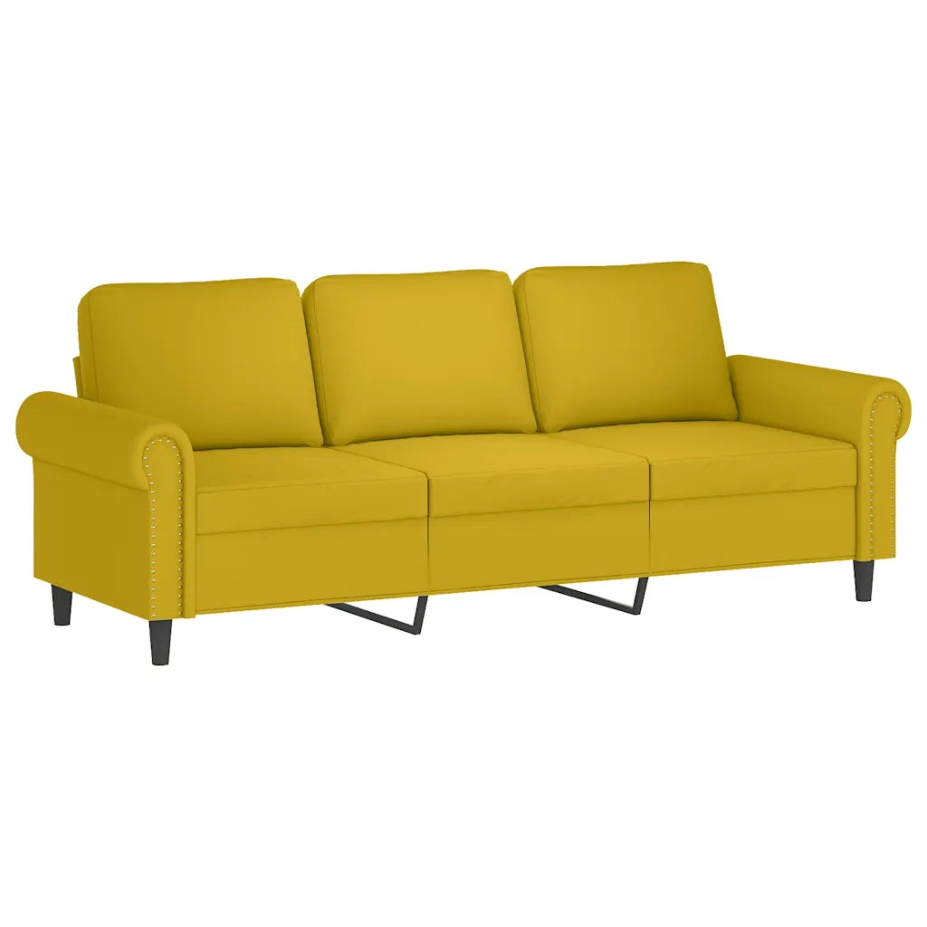 Set di Divani 4 pz con Cuscini Giallo in Velluto