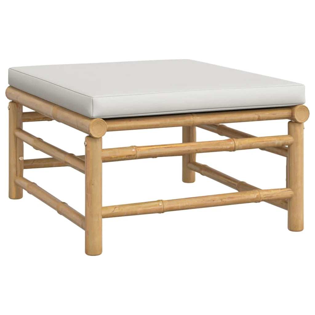 Set di mobili da giardino per esterni 5 pezzi con cuscini in bambù grigio chiaro 02_0016384