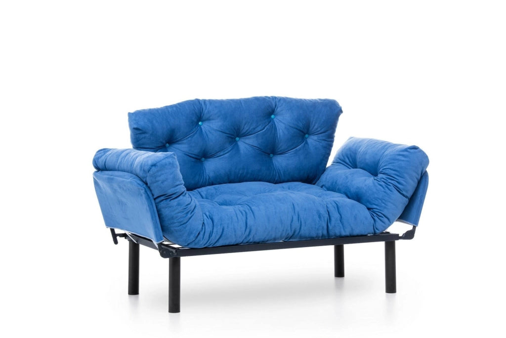 Guchol, Divano Letto 2 Posti Contenitore, 155x70 cm blu