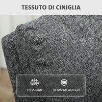 Poltrona Moderna con Reclinazione Manuale 145° max Rivestita in Ciniglia Grigia, 69x91x101 cm
